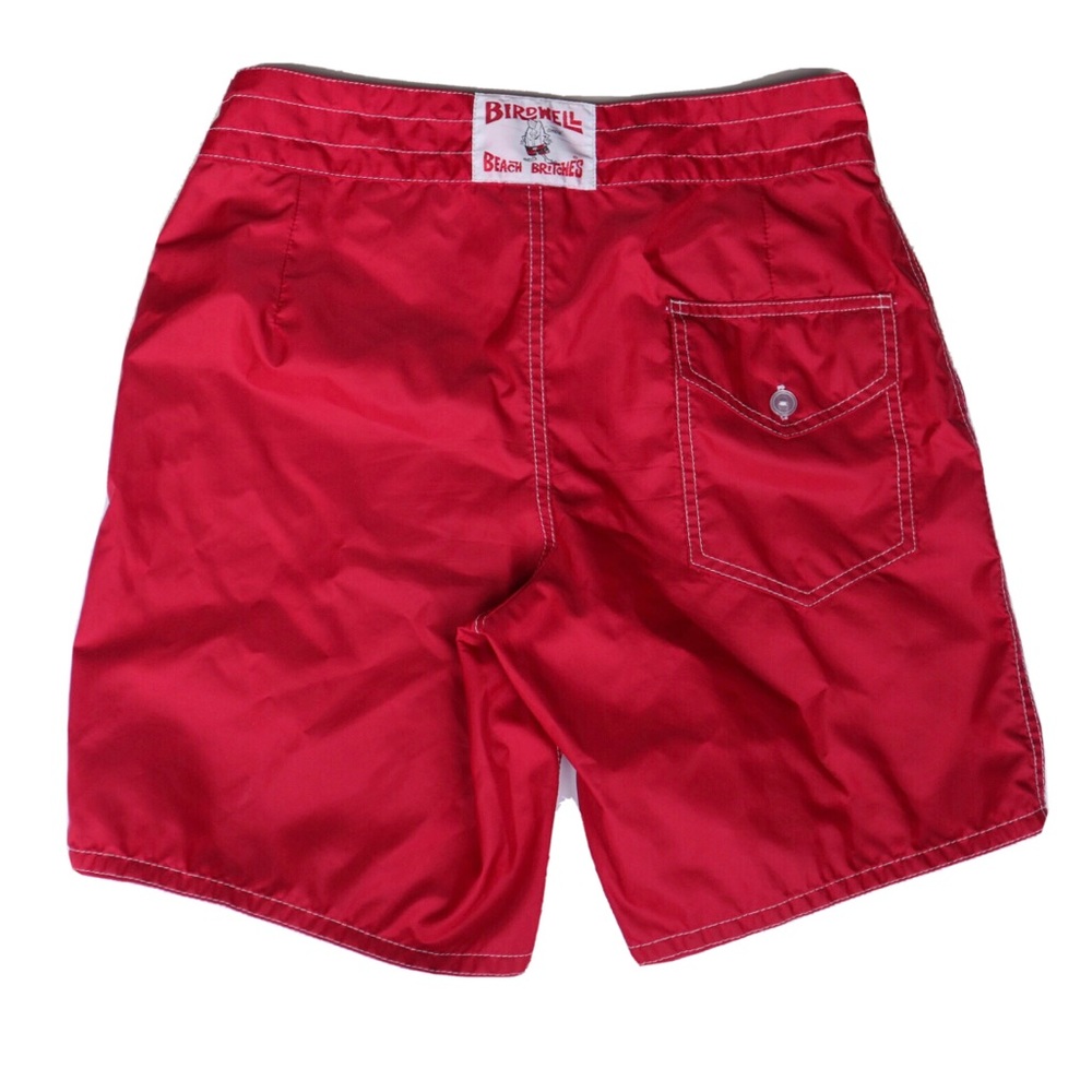 Men's Birdwell Beach Britches Board Shorts Red 29 USA Nylon Beach Surf String - Picture 2 of 4